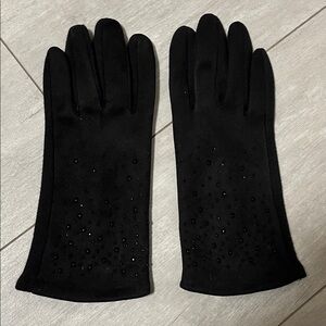 Sparkle Black Women's Stretch Gloves Touchscreen, Size S/M